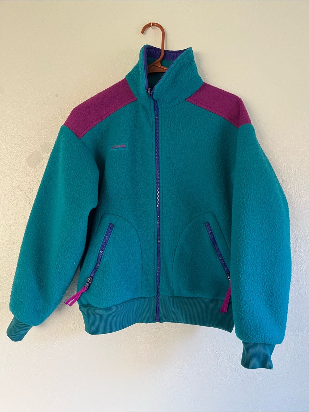 Columbia Teal and Purple Full-Zip Fleece Jacket